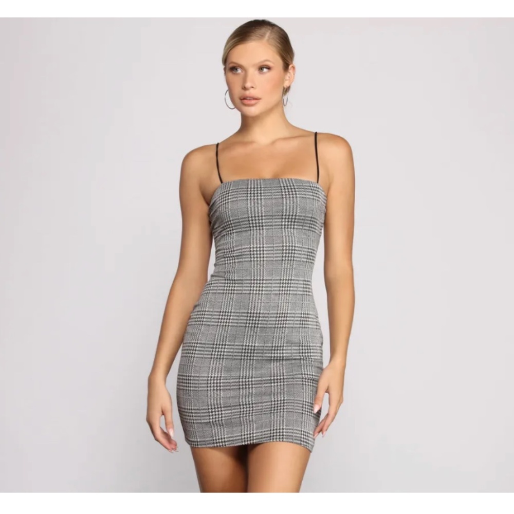Plaid spaghetti strap dress